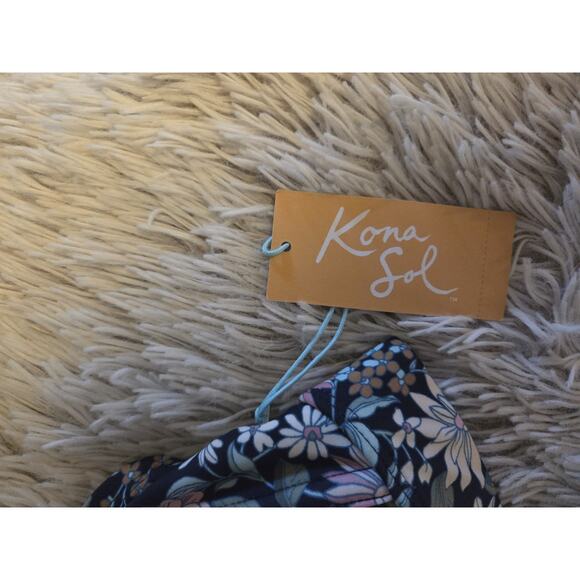 Kona Sol Bikini Top Multi color Floral Keyhole Front Padded Size XL 16-18 New - Picture 7 of 12